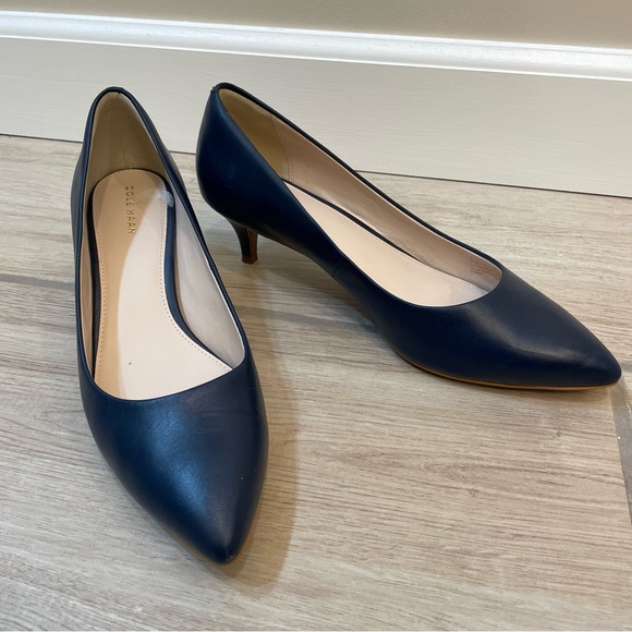 Cole Haan Shoes Cole Haan Brigit Pump Navy Blue Kitten Heels Poshmark